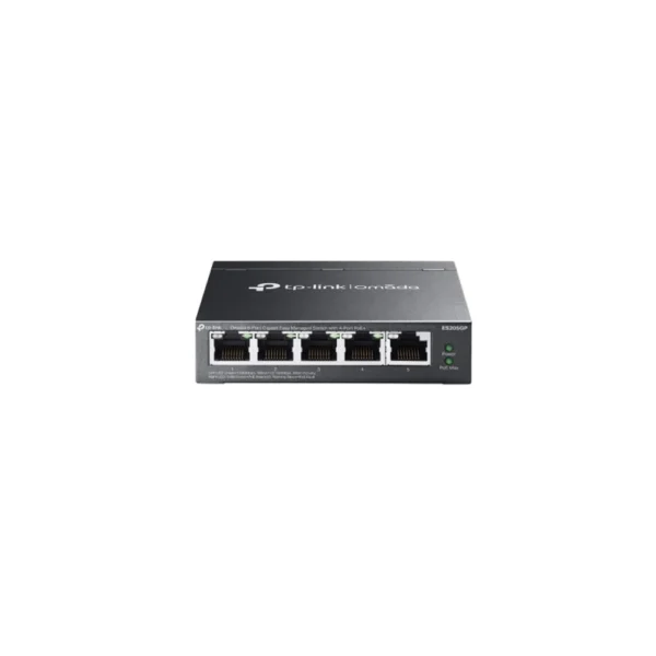 Switch Gigabit cu 5 porturi Omada TP-Link ES205GP, 12 Gbps, MAC 8k, 65W, 4 porturi PoE+, cu management