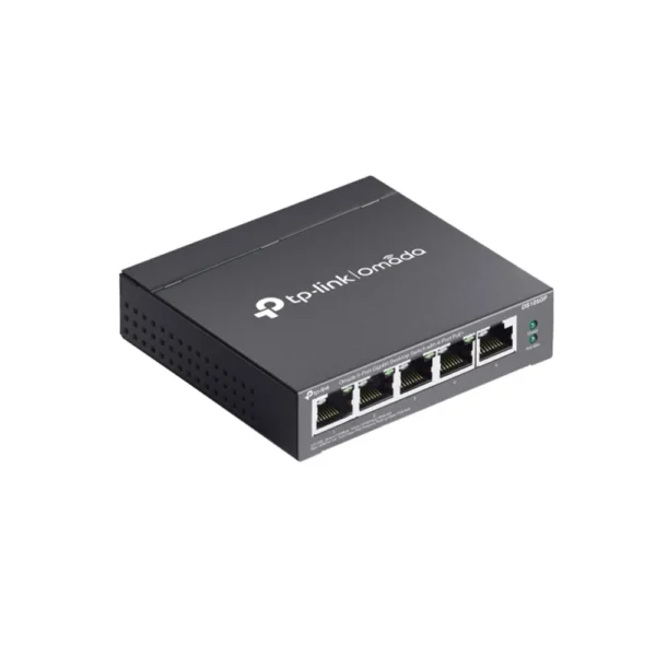 Switch Gigabit cu 5 porturi Omada TP-Link DS105GP, 10 Gbps, MAC 2K, 4x porturi PoE+, fara management