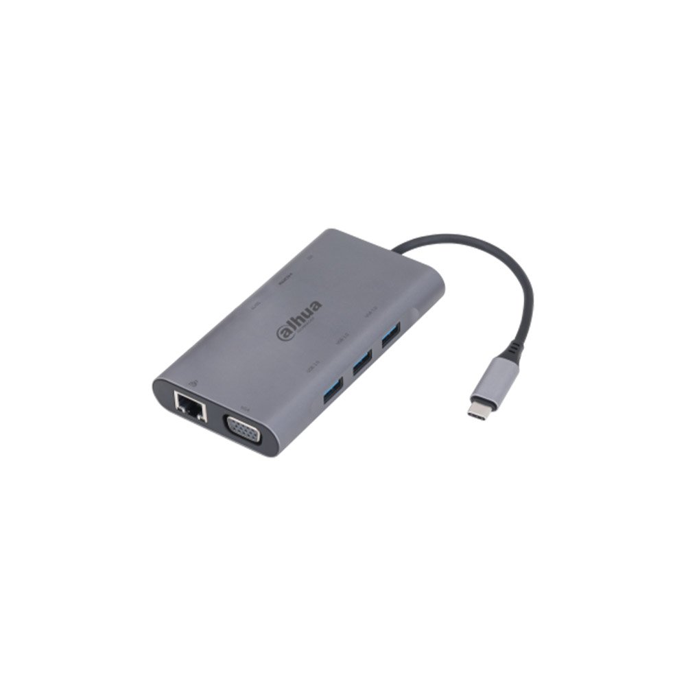 Adaptor 9 in 1 Dahua TC39, USB-C, HDMI 4K, VGA, RJ45 Gigabit, 3xUSB 3.0, slot SD/TF, PD 100W, carcasa metalica