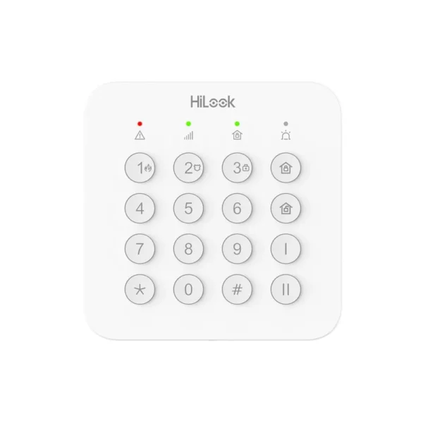 Tastatura pentru sisteme de alarma wireless Hikvision HiLook ALARM-K201B-WE, LED, 868MHz, butoane fizice, alimentare 4 baterii AA