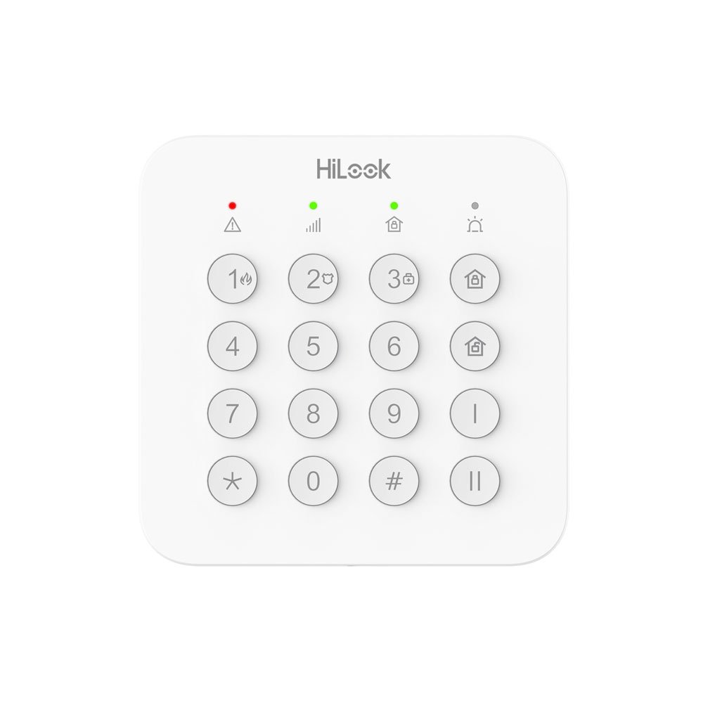 Tastatura pentru sisteme de alarma wireless Hikvision HiLook ALARM-K201B-WE, LED, 868MHz, butoane fizice, alimentare 4 baterii AA