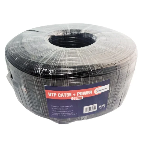 Cablu UTP CAT5E Cupru cu alimentare CCA LinkPower LINK-UTP+2-305, pret/305 m