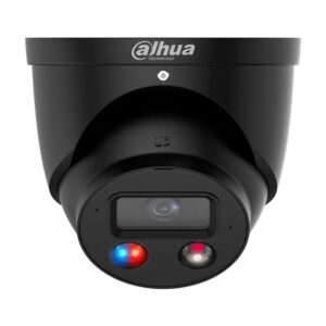 Camera supraveghere IP Dome cu iluminare duala Dahua WizSense Active Deterrence TiOC IPC-HDW3849H-AS-PV-0280B-S5-BLACK, 8 MP, IR/lumina alba 30 m, 2.8 mm, microfon si difuzor, slot card, sirena, PoE, neagra