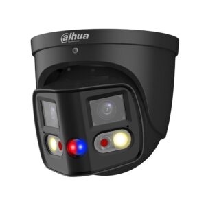 Camera supraveghere IP Dome cu lentila duala Dahua WizSense TiOC Duo Active Deterrence IPC-PDW3849-A180-E2-AS-PV-0280B-BLACK, 2x 4MP, 2.8mm, IR 25m, lumina alba 20m, microfon si difuzor, slot card, sirena, SMD 4.0, PoE, neagra