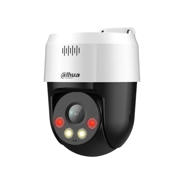 Camera supraveghere IP Dome PT cu iluminare duala Dahua WizSense Active Deterrence SD2A300NB-GNY-A-PV-0400, 3 MP, 4 mm, lumina alba 30 m, IR 30 m, microfon si difuzor, slot card, alarma, detectie om/vehicul, PoE