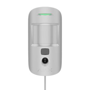 Detector de miscare interior PIR cu camera Ajax MotionCam Indoor Fibra, 12 m, 88.5 grade, pet immunity, verificare foto, cablat, Grad 2 , alb