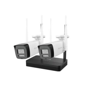 Kit supraveghere exterior WiFi HikVision Easy-Link HiLook IKS-2042BH-PH/W, 2MP, 2.8 mm, IR 30, microfon, difuzor, detectie miscare, slot card