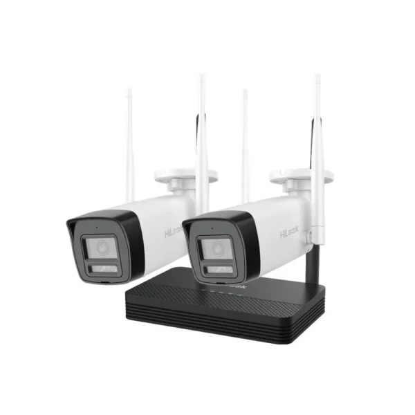 Kit supraveghere exterior WiFi HikVision Easy-Link HiLook IKS-2042BH-PH/W, 2MP, 2.8 mm, IR 30, microfon, difuzor, detectie miscare, slot card