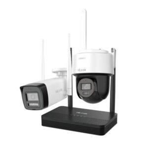 Kit supraveghere WiFi mixt HikVision Easy-Link HiLook IKS-2044BPH-PH/W, 4MP, 2.8 mm, IR 30 / 25 m, lumina alba 25 m, microfon, difuzor, detectie miscare, slot card