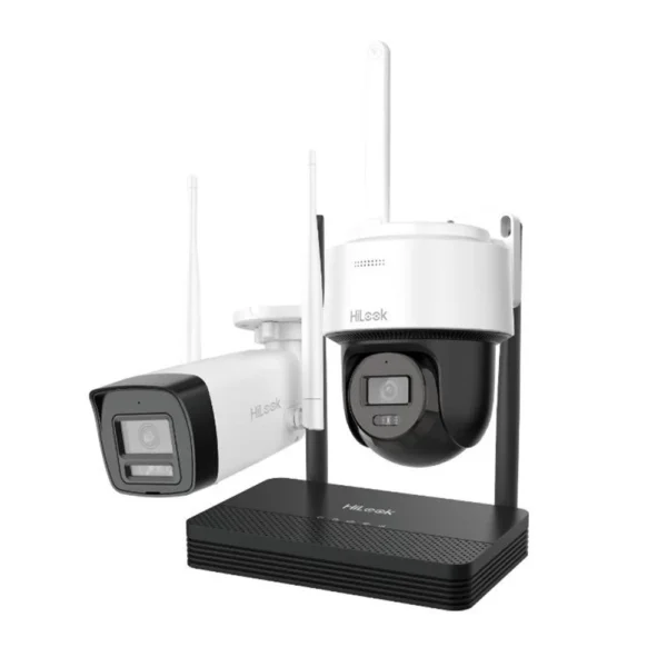 Kit supraveghere WiFi mixt HikVision Easy-Link HiLook IKS-2042BPH-PH/W, 2 MP, 2.8 mm, IR 30 / 25 m, lumina alba 25 m, microfon, difuzor, detectie miscare, slot card