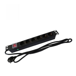 Prelungitor rack cu 6 prize Schuko Linkpower LINK-PDU6, switch, 16A, 19 inch, aluminiu, 2 metri