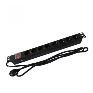 Prelungitor rack cu 8 prize Schuko Linkpower LINK-PDU8, switch, 16A, 19 inch, aluminiu, 2 metri