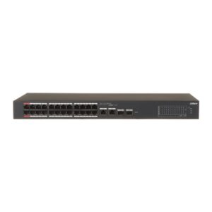 Switch rackabil cu 26 porturi Dahua CS4226-24ET-375 ,24 porturi PoE 10/100 Mbps, 2 porturi SFP Gigabit, cu cloud management