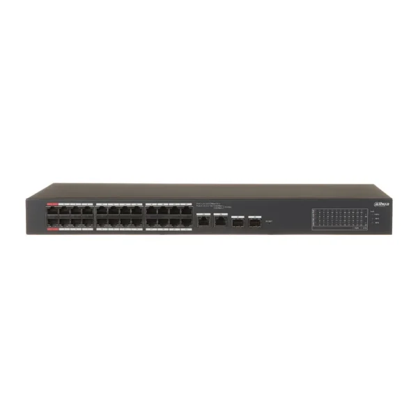 Switch rackabil cu 26 porturi Dahua CS4226-24ET-375 ,24 porturi PoE 10/100 Mbps, 2 porturi SFP Gigabit, cu cloud management