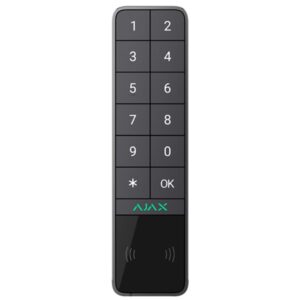 Tastatura exterior wireless Ajax Keypad Outdoor, 868 MHz, Mifare 13.56 MHz, RF 1700 m, compatibil Hub Jeweller, acces prin cod PIN/card/breloc DESFire/smartphone prin Bluetooth, Grad 2, gri